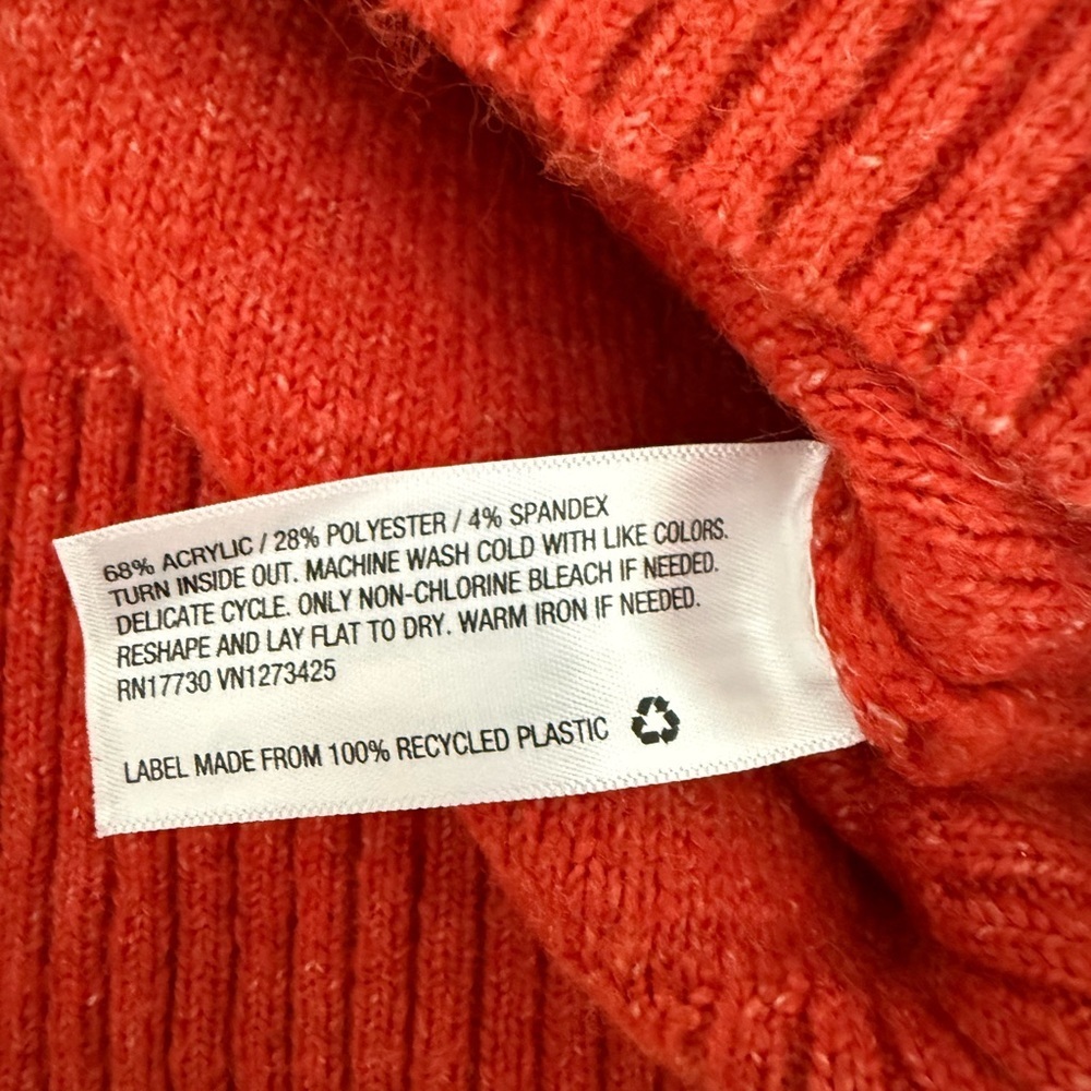Universal Thread Mock Neck Sweater Rust Orange Size Large Oversized Ribbed Knit - Picture 8 of 8